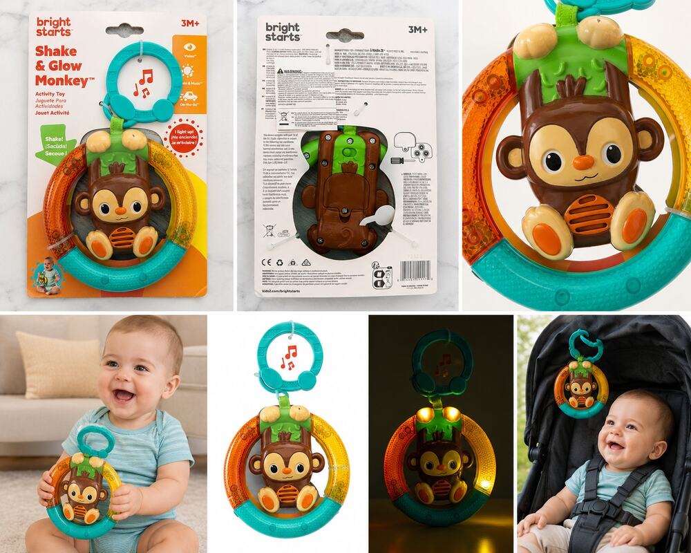 Bright Starts Shake & Glow Monkey Activity Toy – 3M+